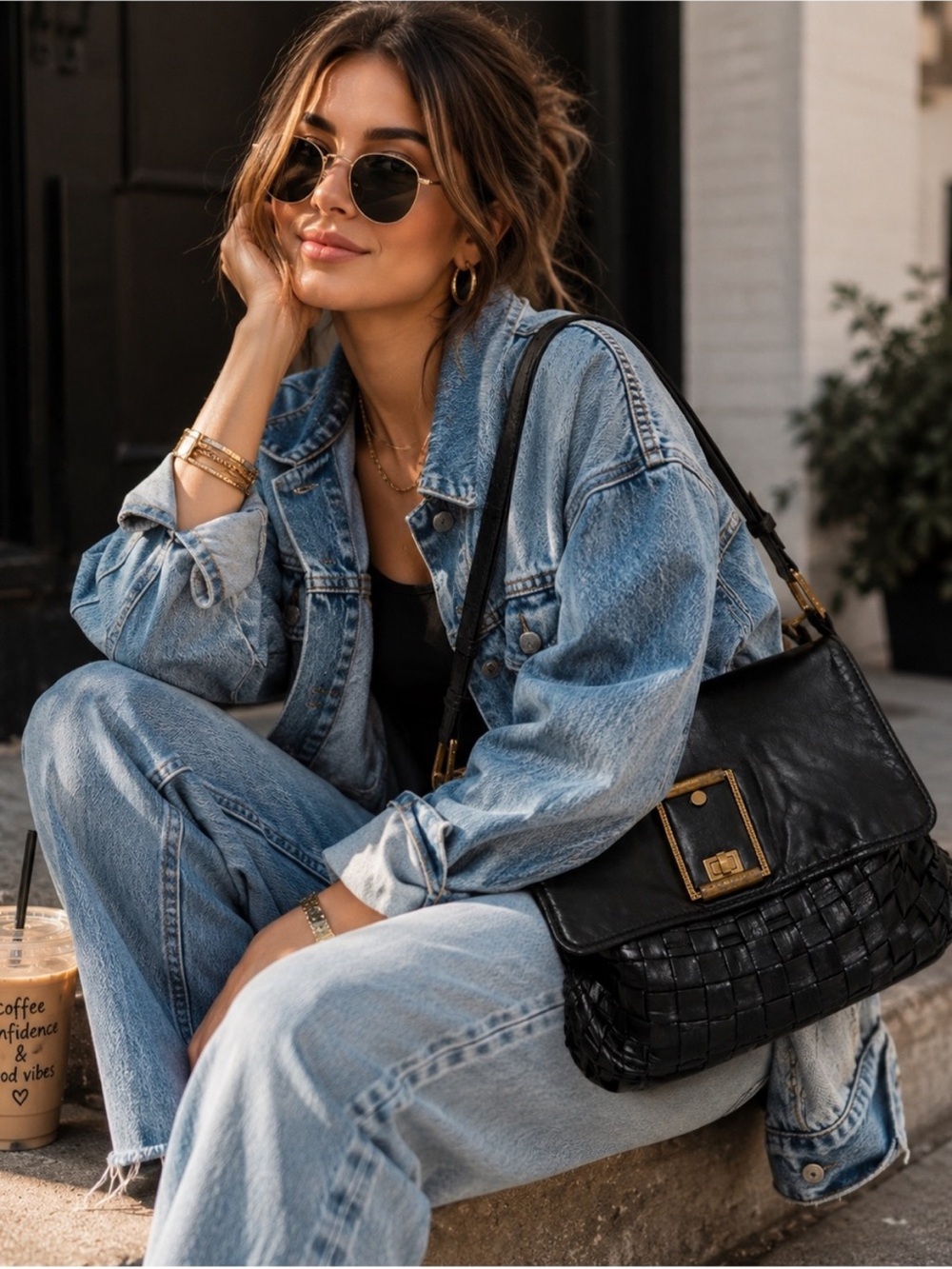 Marc Jacobs Bianca Woven Leather Crossbody Bag with Gold-Tone Hardware